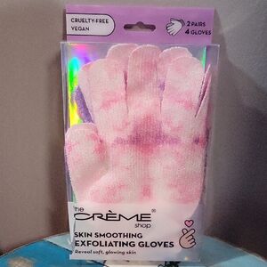 The Crème Shop Pink and White Exfoliating Gloves